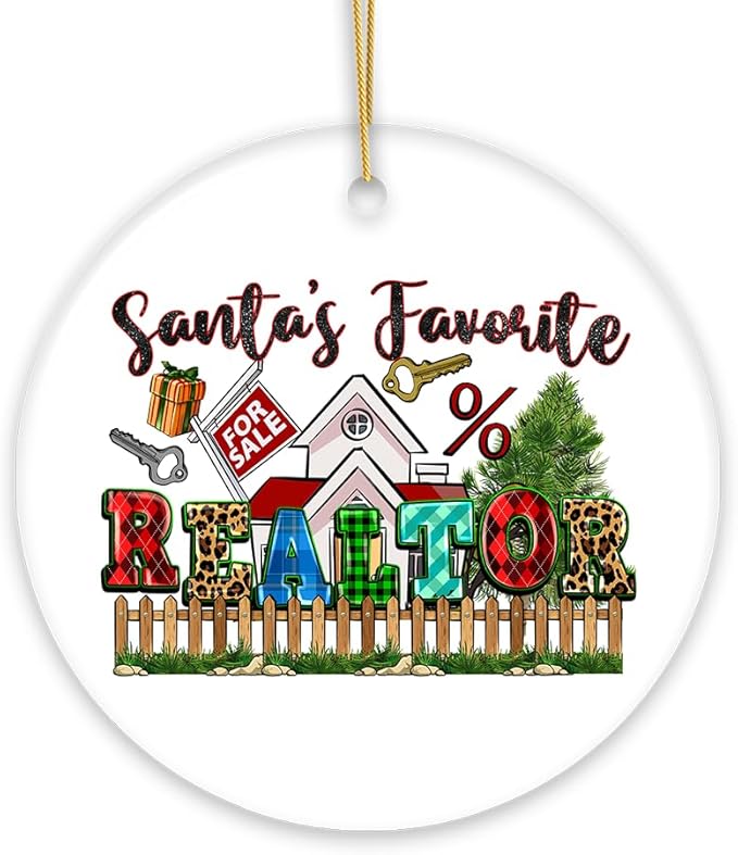 Santa’s Favorite Realtor Christmas Ornament, Real Estate Agent Gift