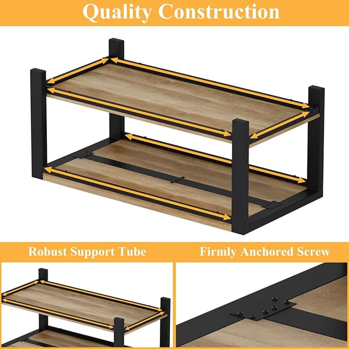 BON AUGURE 43 Inch Coffee Table, Wood and Metal Coffee Tables for Living Room, Rectangle Living Room Table, Small Farmhouse Center Tables for Home Office (Vintage Oak)