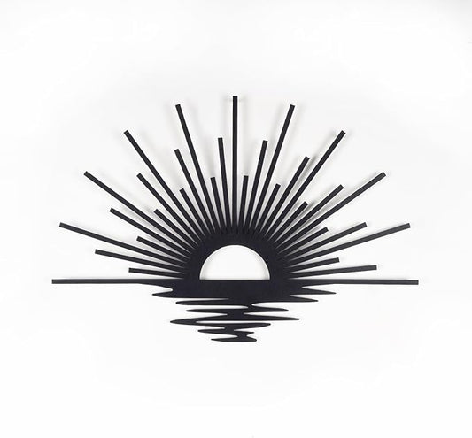 Sun Lines Metal Wall Art, Minimalist Black Sunrise Wall Decor, 3D Shadow Effect, Ready to Hang, Steel Wall Sculpture for Living Room, Bedroom or Entryway