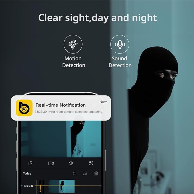 BoyKeep 2K Indoor Camera with 64GB SD Card, 5G/2.4GHz Cameras for Home Security, Pet Camera Indoor with Phone app, 2-Way Audio, Night Vision, Motion Detection, Cloud & SD Card Storage