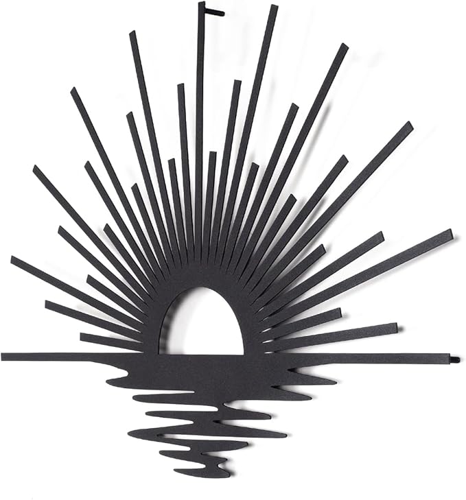 Sun Lines Metal Wall Art, Minimalist Black Sunrise Wall Decor, 3D Shadow Effect, Ready to Hang, Steel Wall Sculpture for Living Room, Bedroom or Entryway
