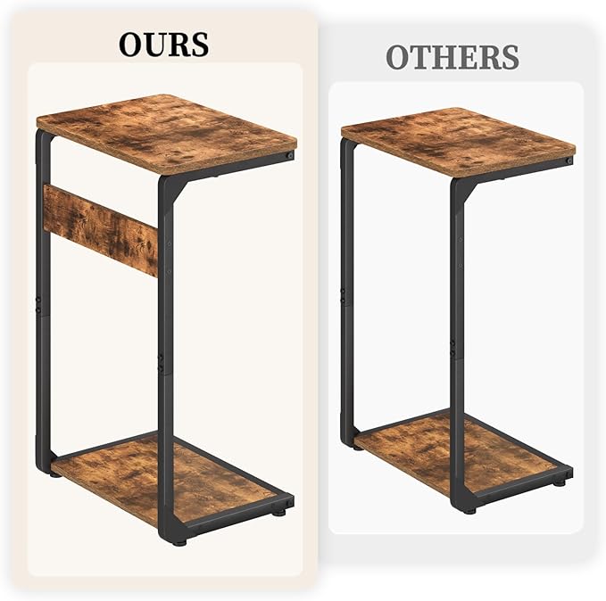 C-Shaped End Table, Small Couch Side Table, Sofa TV Tray Table for Living Room, Bedroom, Bedside ET-YB-BRW1