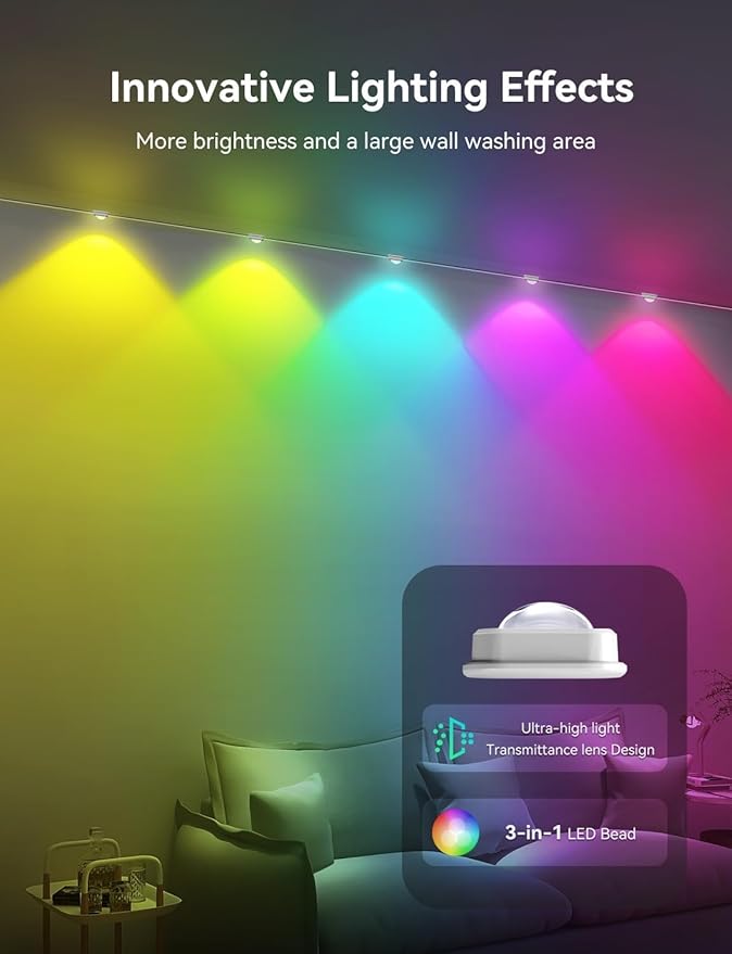 Permanent Outdoor Lights, 100ft with 72 IC+RGB LEDs, IP67 Waterproof Smart LED Eaves Lights with 48 Scene Modes for House Halloween Christmas Decor,Compatible with Alexa, Google Assistant