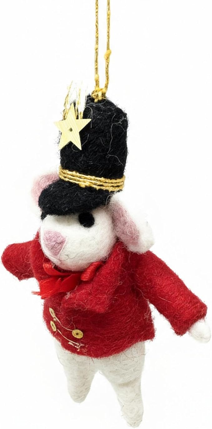 Global Crafts Showman Mouse Felt Christmas Ornament