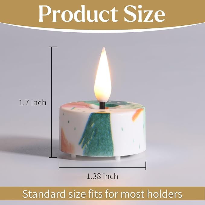 Eywamage Christmas Flameless Tealights with Remote Batteries, Realistic Flickering Xmas LED Tea Votive Candles Holiday Decor Set of 12