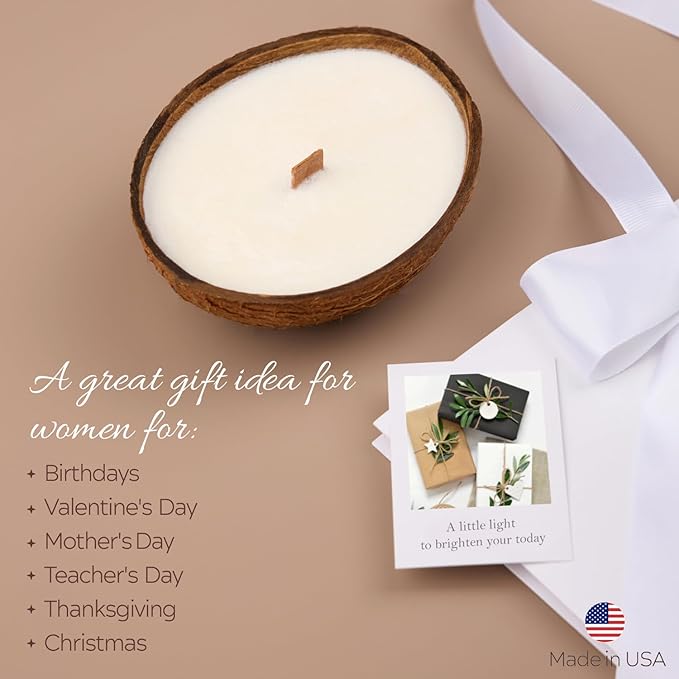 – Set of 3 Separate Scented Candles | Coconut Shell Soy Wax Candle with Wooden Wick | Candles for Home Décor | Gift Idea for Women (Pistachio/Salted Caramel/Coffee)