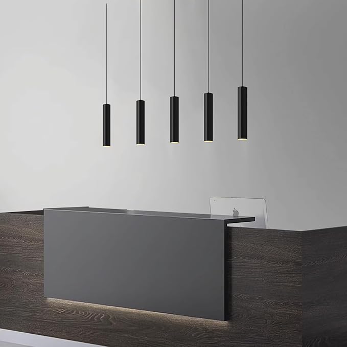 Modern Kitchen Island Black Pendant Light, 1 Light Pendant Line Adjustable Ceiling Pendant with GU10 LED Bulb for Living Room.(3Pack)