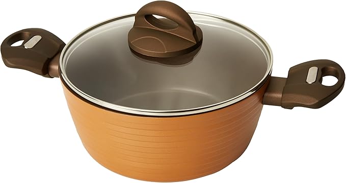 NutriChef 12-Piece Hard Anodized Nonstick Cookware Set - Induction Ready Pots & Pans with Elegant Ridge-Line Pattern, Heat-Resistant Lacquer, Brown