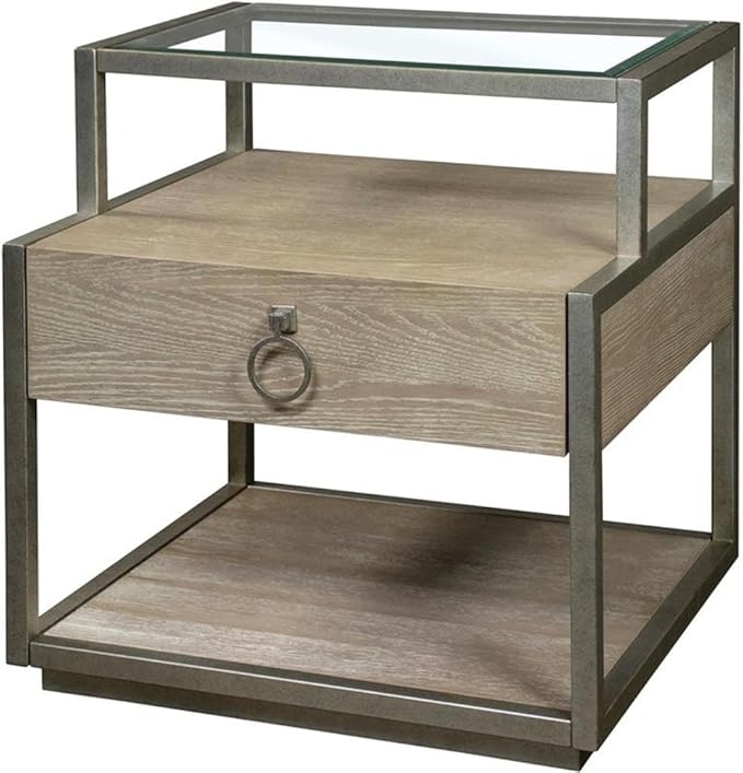 Home Square Refined Glam Side Table in Natural Finish - Set of 2