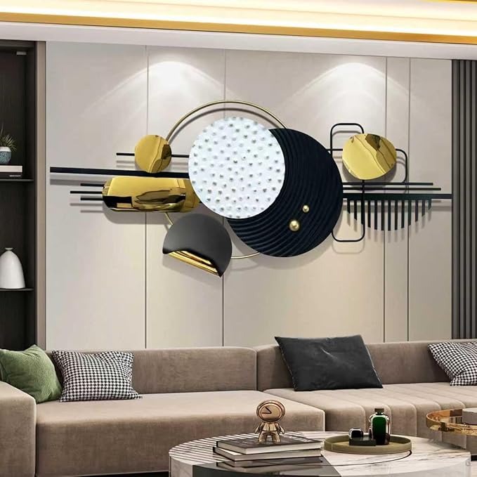 Ironelle Metal Wall Art Modern Art Black White Wall Decor Art Large 59" x 22" Abstract Wall Decor for Living Room Dining Room Bedroom Aathroom Kitchen Hanging Wall Sculptures
