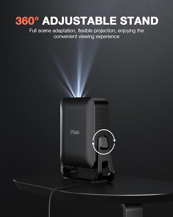 【Native 1080P】Smart Mini Projector with WiFi and Bluetooth, Auto Focus & Keystone Portable Outdoor Projector, VOPLLS 4K Support Home Theater Movie Proyector