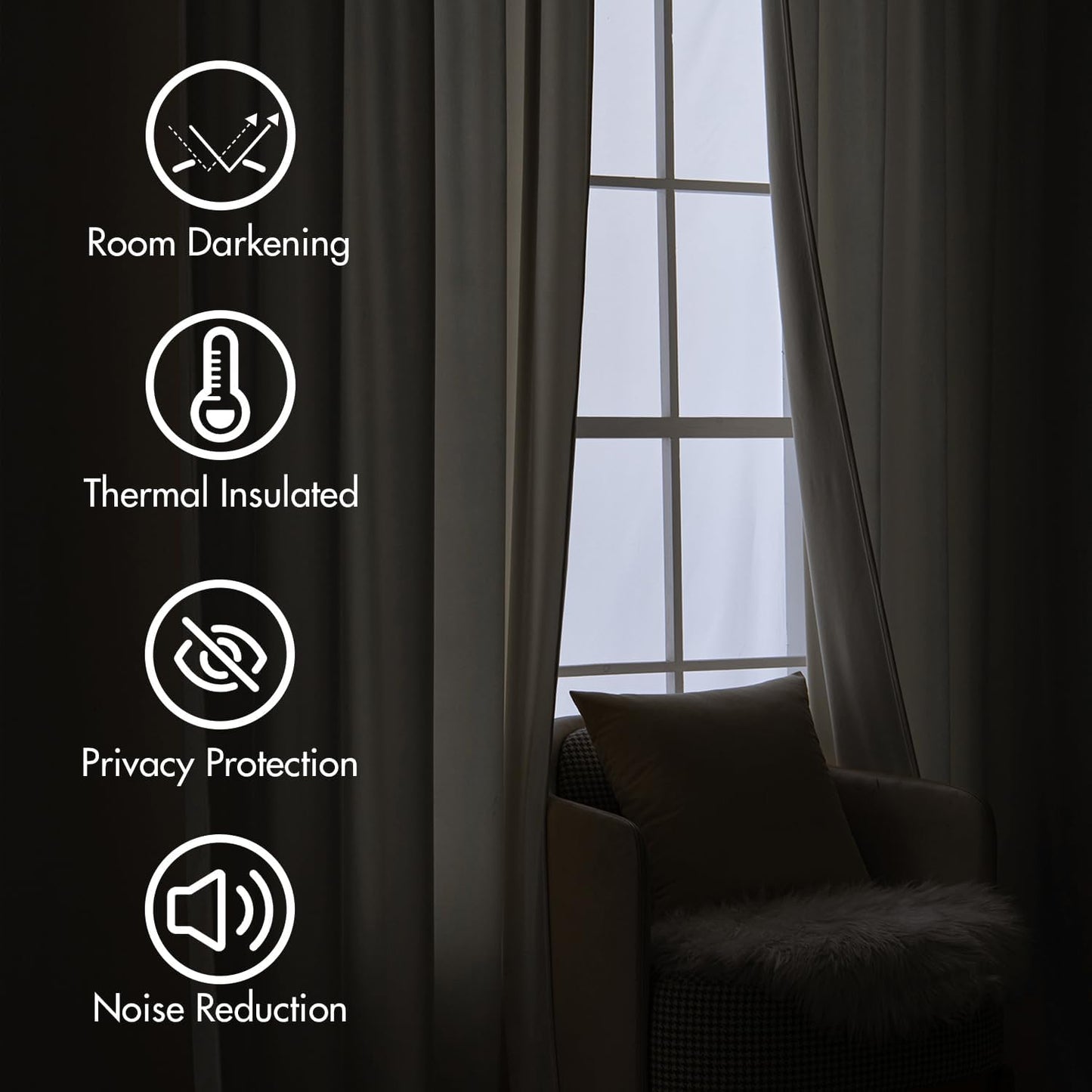 MIULEE Ivory White Velvet Curtains 108 inches Long 2 Panels - Luxury Pinch Pleated Room Darkening Window Drapes for Bedroom Living Room Thermal Insulated Super Soft, Back Tab Rod Pocket Elegant Decor