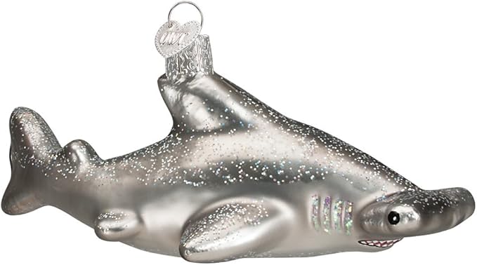 Old World Christmas Hammerhead Shark Glass Blown Ornament for Christmas Tree, Handcrafted Holiday Decoration, Sea Collection