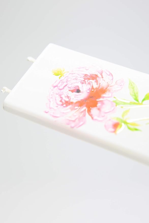 Flatyz Handmade Gift Set With Steel Base - Flower Candle for Mother's Day - Spring Design for Women - Peony Aesthetic - Unique Cute Womens Gifts