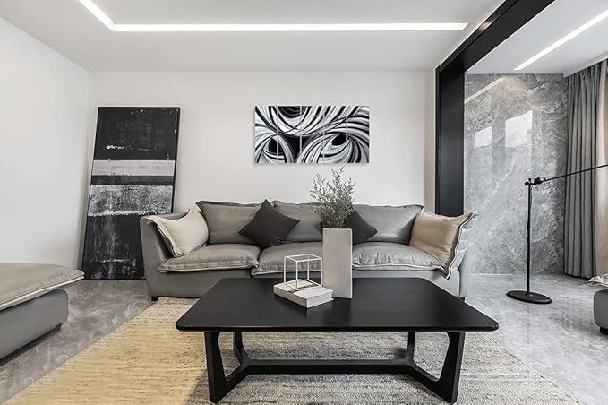 Yihui Arts Black and White Metal Art Wall Decor Hand Crafted Abstract Aluminum Artwork Modern Wall Sculpture Home Accent for Living Room Bedroom Dinning Decor