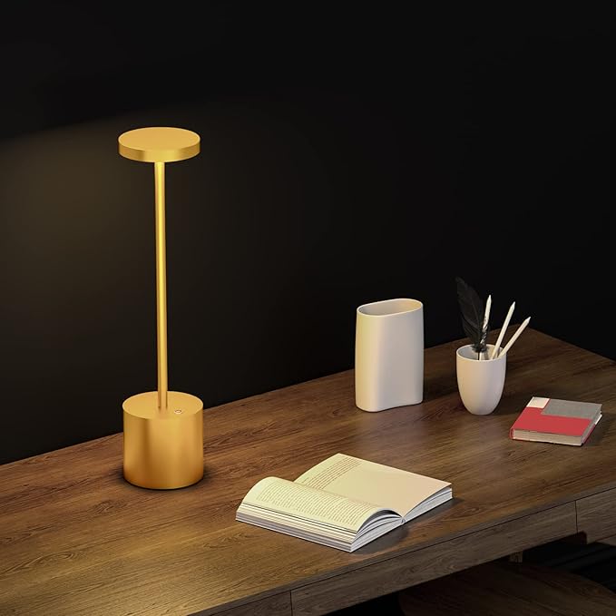 Cordless Rechargeable Battery Operated Dining Table Lamp 6000 mAh LED Desk Lamps 13.5 inches 3-Level Light Color Adjustable Dimmable Brightness for Reading/Restaurant/Study, Pack of 2