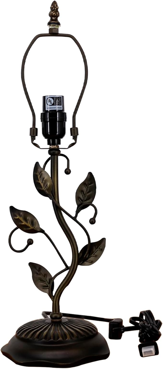 Table Lamp Base Replacement Only, Wide 6 Height 20 Inch, Fit for 8, 10, 12 Inch Tiffany Style Stained Glass Lampshade, Dark Bronze Finish,Resin, Push Switch On Cord(N (W6H20 Inch))