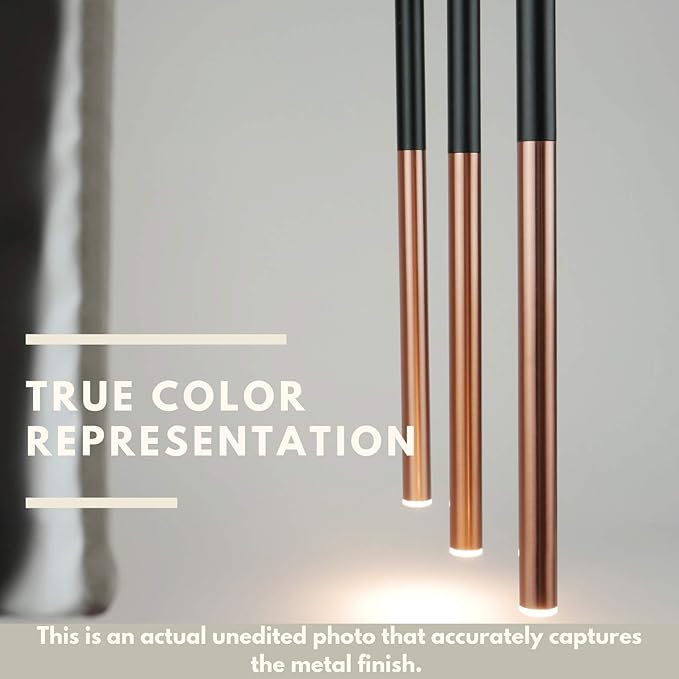 ALTAIR 9 Mini Pendant Lighting Black-Copper - LED Hanging Light Fixture for Kitchen Island, Bar, Foyer - Cluster Pendants - Dimmable, Adjustable Wire, Lamp Bulb Included