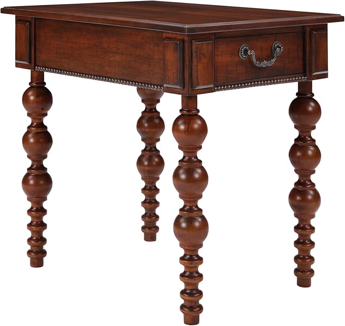 Amposei Retro Wooden Side End Table Vintage Nightstand Bedside Table with 1 Storage Drawer & Solid Wood Legs for Living Room Bedroom, No Assembly, Walnut