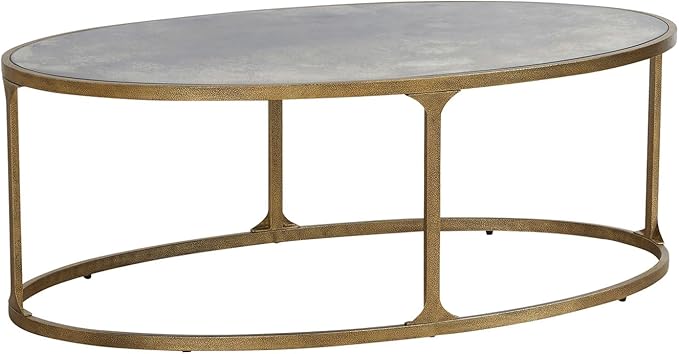 Signature Design by Ashley Korajane Transitional Metal Coffee Table with Tempered Glass Top, Metallic