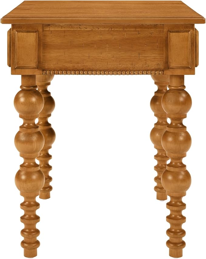 Amposei Retro Wooden Side End Table Vintage Nightstand Bedside Table with 1 Storage Drawer & Solid Wood Legs for Living Room Bedroom, No Assembly, Natural