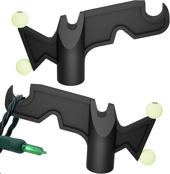 Christmas Light Hanger Tool Attachment, Utility Hook Screw On Pole Attachment (Pole NOT Included, Fits on 3/4 inch Acme Thread) Multi-Purpose Installation, String Lights, Birdfeeders (2 Pack)