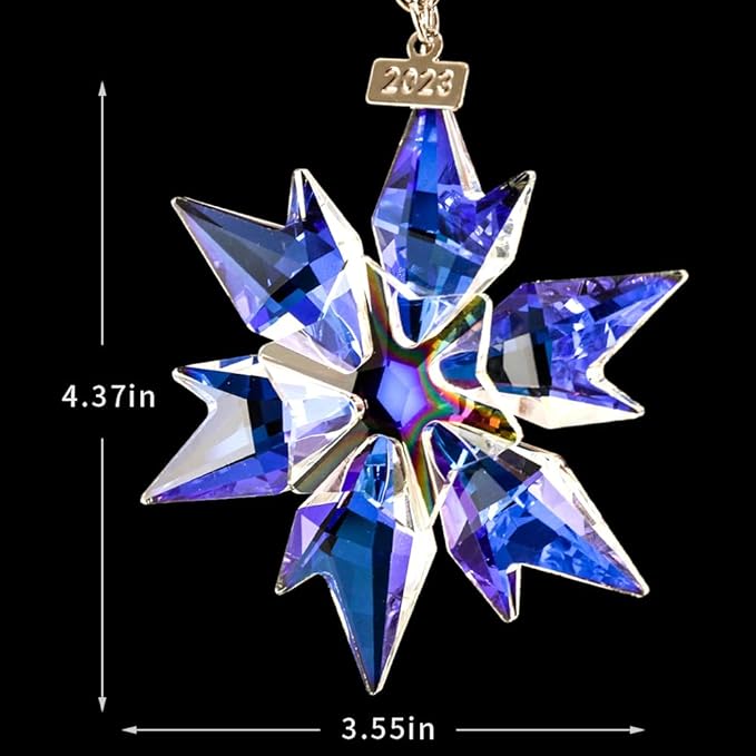 Maxistal 2024 Edition Crystal Snowflake Star Ornament Christmas Tree Ornament Home Decor Gift (2024-Colorful)