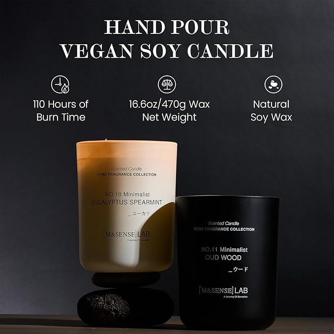 M&SENSE Natural Soy Candle| Espresso Love | 16.6 oz, 95H Burn | Minimalist Christmas Scented Candle for Relaxation, Gifting, Home Décor | for Bedroom, Office, Party Large