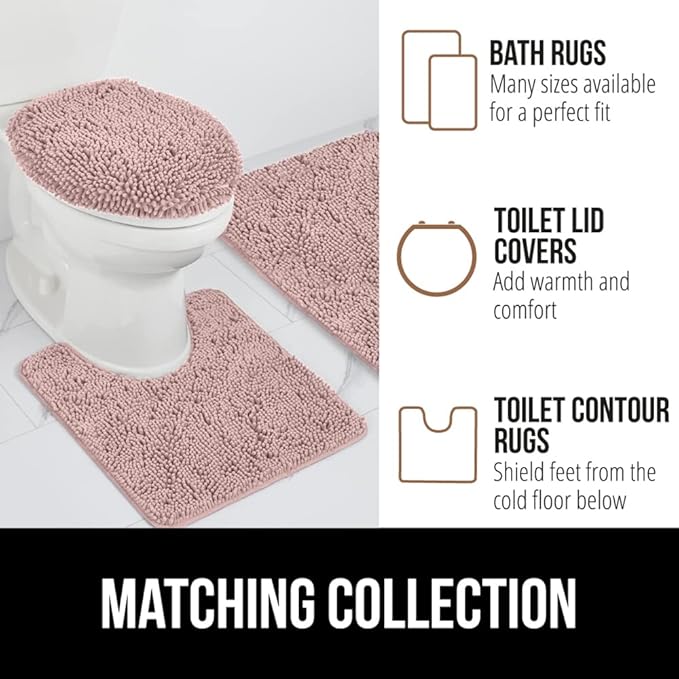 GORILLA GRIP Bath Rug Mat 30x20, Thick Soft Absorbent Chenille, Quick Dry Microfiber Mats, Rubber Backing Washable Shower Floor Rugs, US Designed Bathroom Bathmat Home Decor Accessories, Dusty Rose