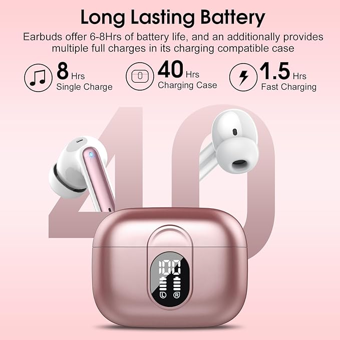 Ai Translation Earbuds Real Time, Simultaneous Interpretation Translator Earbuds with 6 Translation Modes/164 Languages, No Subscription Translatior Headphones, Rose Pink