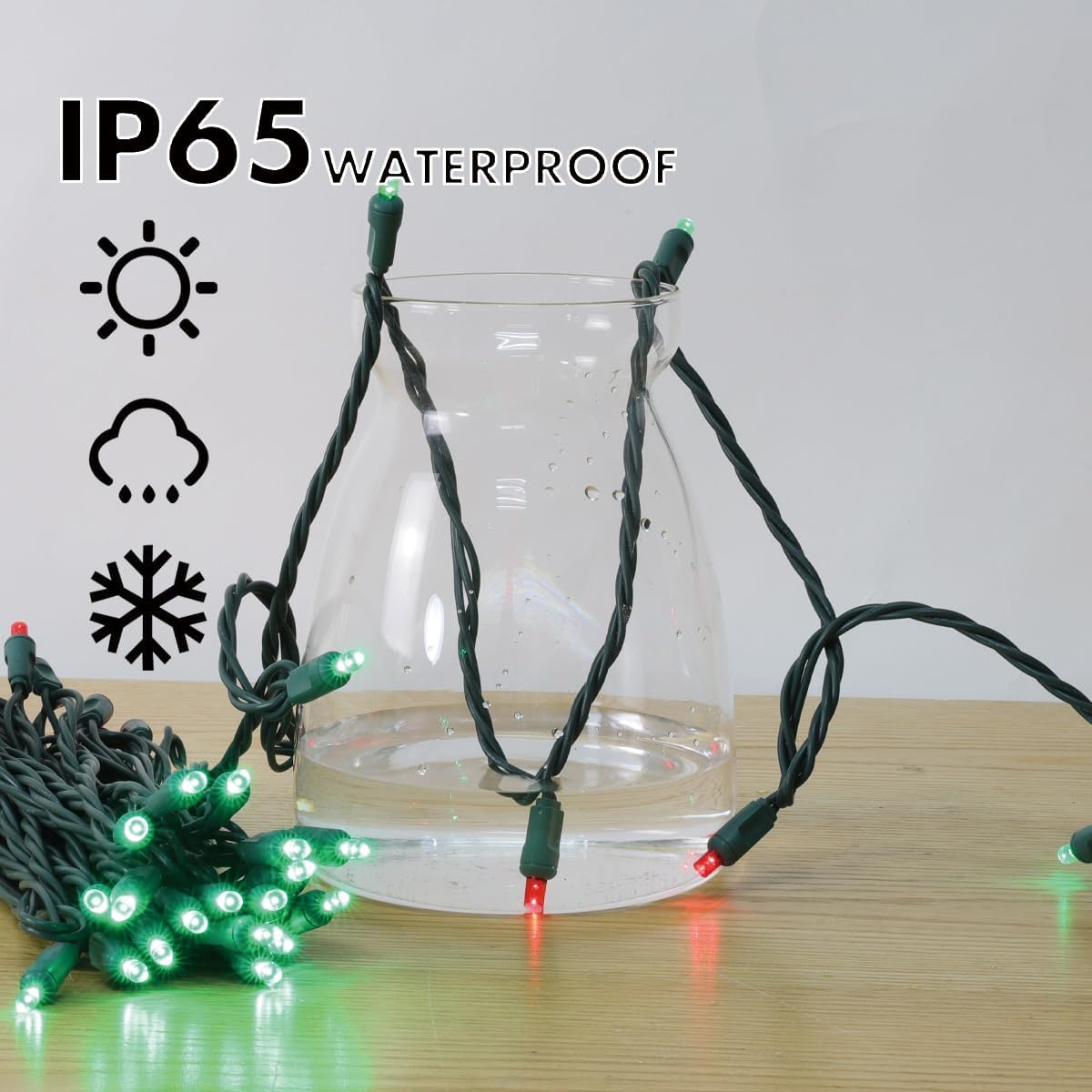 1200LED (24pk of 50L) String Lights, LED Christmas Lights, 6" SPACING,Green Wire, Red and Green