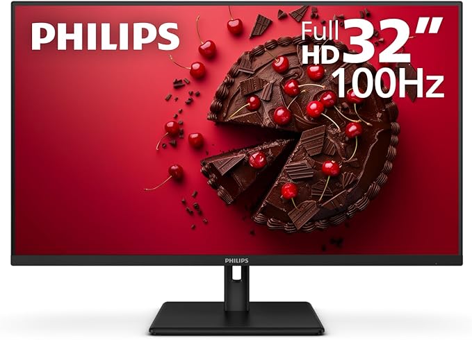 Philips 32E1N1100L 32"' Frameless Monitor, FHD 1920 x 1080, VA Panel, Adaptive-Sync 100Hz, VESA, 4Yr Advance Replacement Warranty, Black