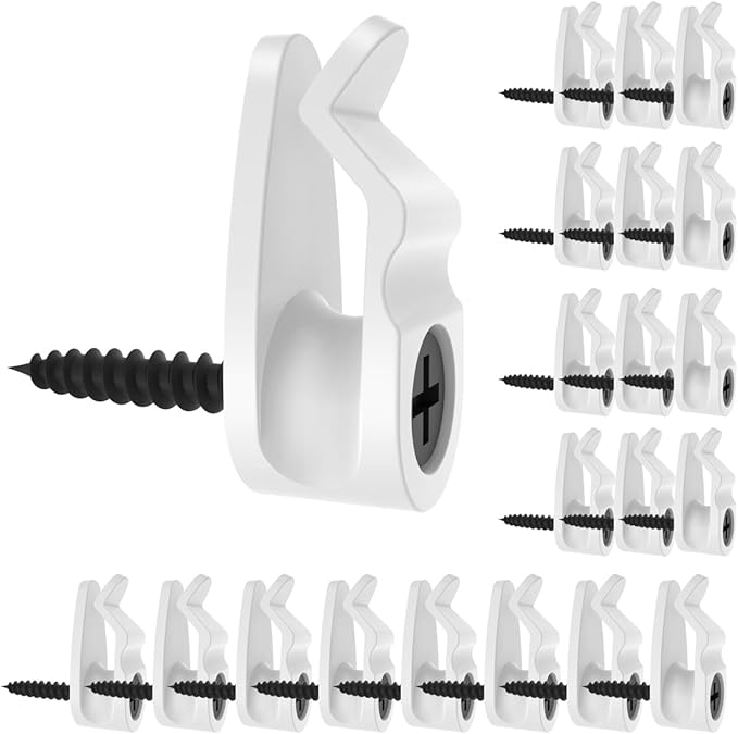String Light Hanger Hooks,Screw in Hooks for Hanging Christmas Light,Led Fairy Led Light Clips,White,50 Pack