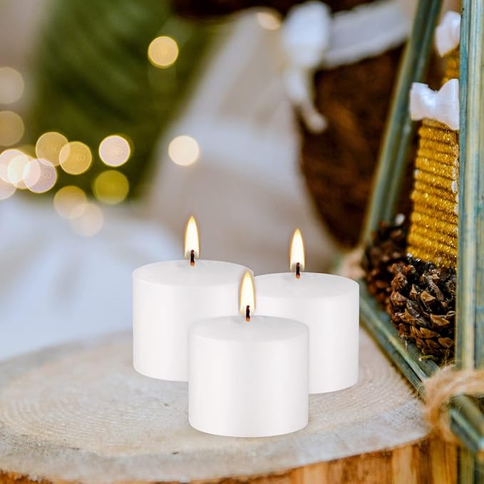72-Piece Premium White Pillar Candle Set – 10-Hour Burn Time – Perfect for Weddings, Churches, Home Decor & Special Events