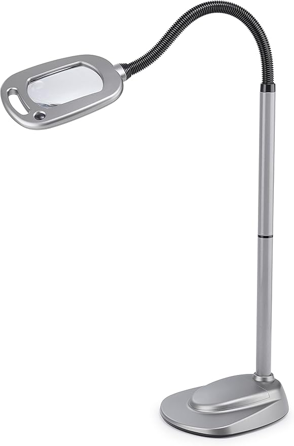 LIGHT IT! By Fulcrum, 20072-401 MultiFlex LED Floor Magnifier Lamp, Silver, Single pack