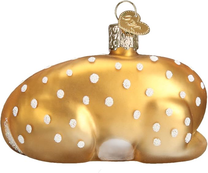 Old World Christmas Fawn Glass Blown Ornament for Christmas Tree, Handcrafted Holiday Decoration, Wildlife Animal Collection