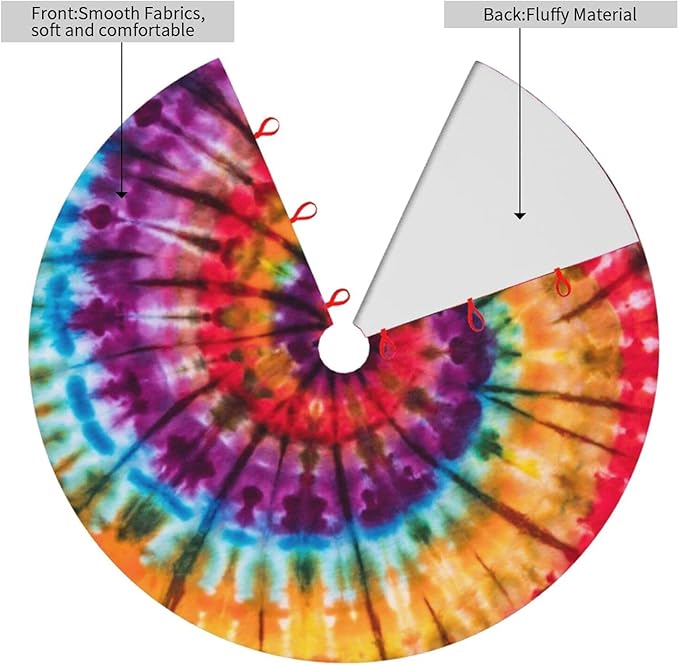 BLUBLU 30" Christmas Tree Skirt Xmas Tree Mat, Funny Party Decor Supplies for Halloween Decorations Occasion Tie Dye Colorful Rainbow