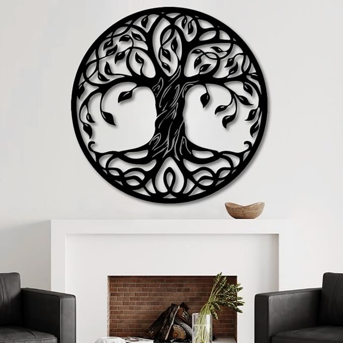Tree of Life Wall Art,Metal Tree Wall Decorations for Living,Dining Roo,Tree of Life Metal Wall Art(24"×24", Style 2)