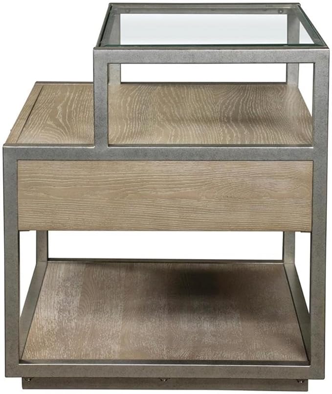 Home Square Refined Glam Side Table in Natural Finish - Set of 2