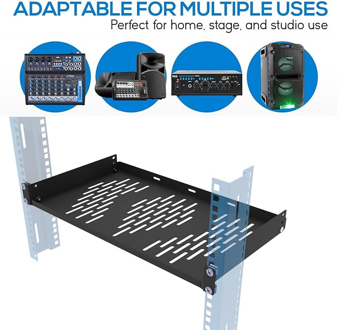 Beiyier 2PCS 1U Universal Server Rack Shelf, 10" Deep Vented Cantilever Mount Tray, for 19” Network Equipment Rack & Cabinet (Black)