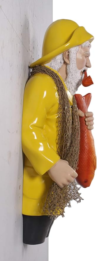 Nautical Tropical Salty Fisherman Wall Hanging Sculpture (Painted)