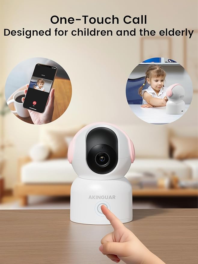 2K 3MP Security Camera Indoor Wireless, 360° Cameras for Home Security Indoor with Motion Detection, Pet Cam with Phone App, Baby Monitor-Night Vision, One-Touch Call, 2-Way Talk, Works with Alexa