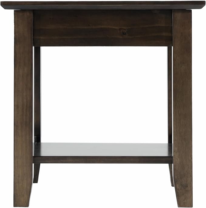 KAWIND Home Solid Wood End Table with Charging Station Compact Side Table with 2 USB Ports & 2 AC Outlets Dark Walnut Ideal for Living Rooms & Bedroom Light Assembly