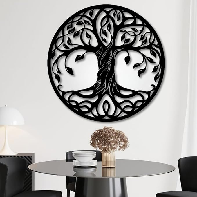 Tree of Life Wall Art,Metal Tree Wall Decorations for Living,Dining Roo,Tree of Life Metal Wall Art(24"×24", Style 2)