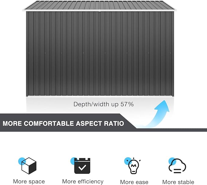 Polar Aurora 10x10 FT Outdoor Storage Shed, Metal Garden Shed with with Updated Frame Structure, Tool Sheds for Backyard Garden Patio Lawn, Black