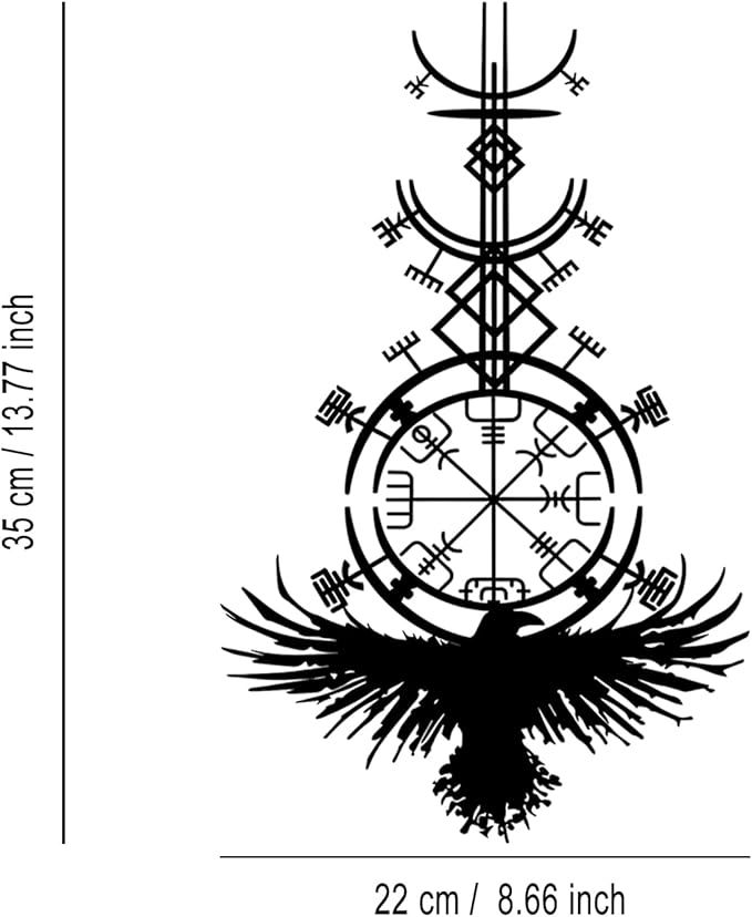 LIYOUYA Gothic Raven Viking Metal Wall Decor - Nordic Style Room Decor Black Wall Art Home Decor for Living Room, Bedroom, Dining Room (Black)