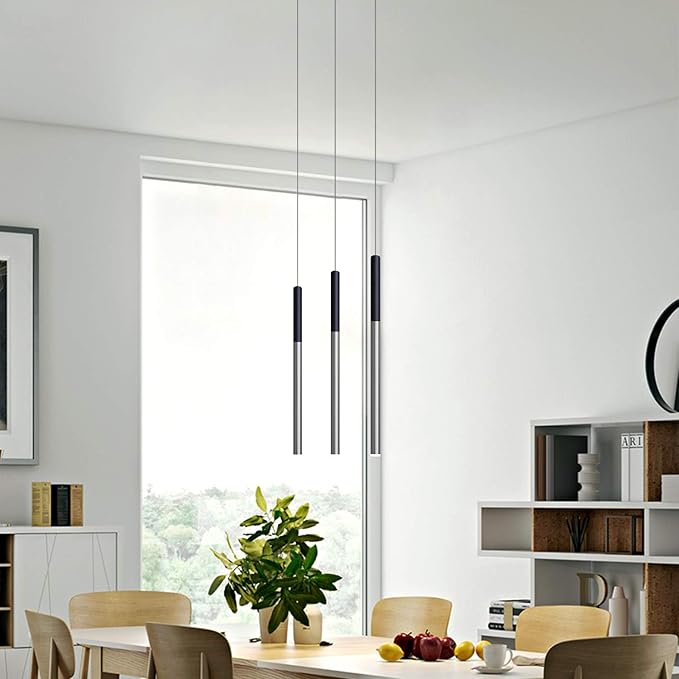 ALTAIR 3 Mini Pendant Lighting Black-Nickel - LED Hanging Light Fixture for Kitchen Island, Bar, Foyer - Cluster Pendants - Dimmable, Adjustable Wire, Lamp Bulb Included