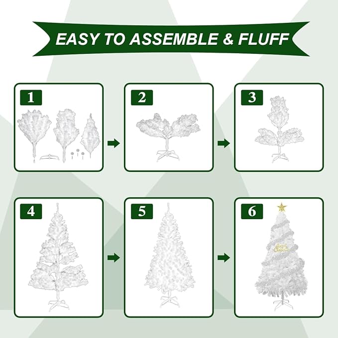 BESTHLS 10ft White Christmas Tree Premium Artifical Pine Christmas Tree with Soild Metal Stand and Decorations Fit for Indoor Outdoor,2150 Tips (10 feet White)