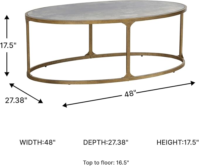 Signature Design by Ashley Korajane Transitional Metal Coffee Table with Tempered Glass Top, Metallic