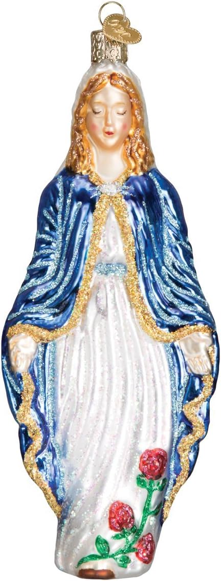 Old World Christmas Virgin Mary Glass Blown Ornament for Christmas Tree, Handcrafted Holiday Decoration, Religion Collection